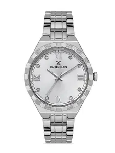 Daniel Klein Premium Women Silver-Toned Embellished Dial Bracelet Style Watch DK.1.13256-1