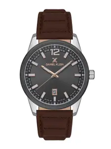 Daniel Klein Men Embellished Dial & Leather Straps Analogue Watch DK.1.13667-3