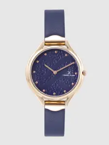 Daniel Klein Women Blue Leather Analogue Watch DK.1.12268-3