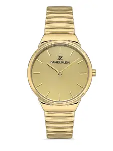 Daniel Klein Premium Women Gold-Toned Dial & Textured Straps Analogue Watch DK.1.13230-2