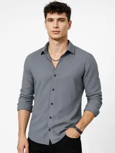 IKON FASHION Men Textured Spread Collar Casual Shirt