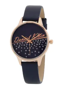 Daniel Klein Women Blue Embellished Dial & Blue Leather Straps Analogue Watch