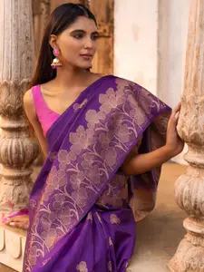 Soch Woven Design Zari Silk Blend Tussar Saree