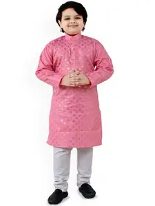 BAESD Boys Floral Printed Band Collar Straight Straight With Trousers