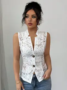 StyleCast Women Floral Self Design Fitted Top