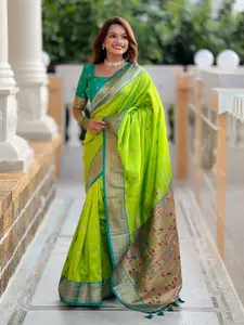 LeeliPeeri Designer Ethnic Motifs Zari Silk Blend Paithani Saree