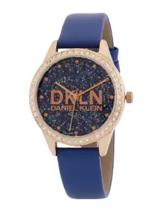 Daniel Klein Women Blue Printed Leather Strap Analogue Watch DK.1.12562-5