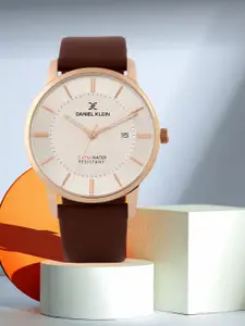 Daniel Klein Men Silver-Toned & Brown Analogue Watch