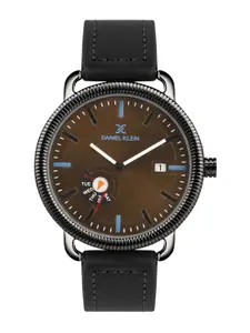 Daniel Klein Men Printed Dial & Leather Bracelet Style Straps Analogue Watch DK.1.14023-2