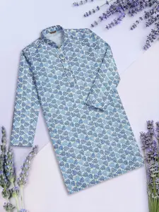 Sangria Boys Chikankari Mandarin Collar Cotton Straight Kurta