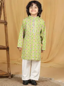 Cutiekins Boys Floral Printed Straight Kurta with Pyjamas