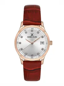Daniel Klein Women Embellished Dial & Leather Straps Analogue Watch DK.1.13595-5