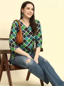 Mialo fashion Floral Printed V-Neck Kurti