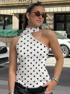 StyleCast x Revolte Women Polka Dot Print One Shoulder Top