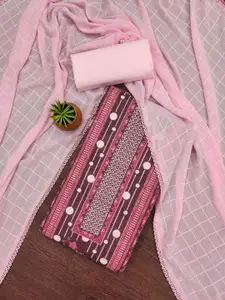 KALINI Pink Embroidered Unstitched Dress Material