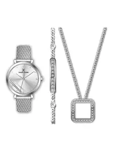 Daniel Klein Women Silver-Toned Dial & Silver Toned Textured Straps Analogue Watch