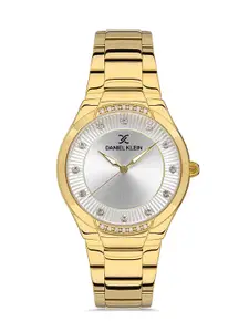 Daniel Klein Premium Women Silver & Gold Toned Dial & Strap Analogue Watch DK.1.13216-6