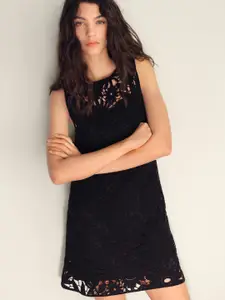 MANGO Crochet Semi Sheer Shift Dress