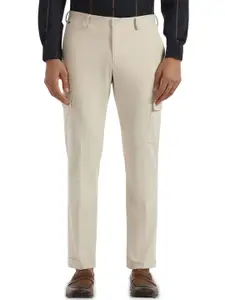 Blackberrys Men Solid B-95 Relaxed Fit Mid-Rise Flat-Front Formal Trousers