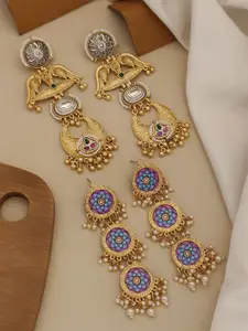 ABDESIGNS Set Of 2 Sophisticated German Silver Plated Classic Drop Earrings