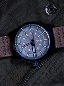 Daniel Klein Men Grey Leather Analogue Watch DK11599-6