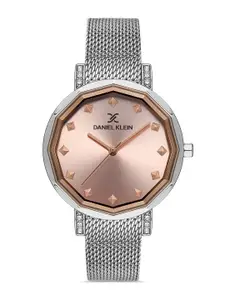 Daniel Klein Premium Women Pink Dial & Silver Toned Straps Analogue Watch-DK.1.13235-5