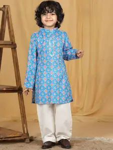Cutiekins Boys Floral Printed Regular Kurta with Pyjamas