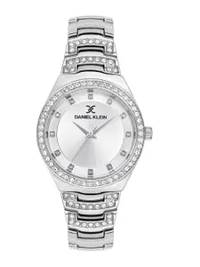 Daniel Klein Women Embellished Dial & Silver Toned Bracelet Style Straps Watch DK.1.13499
