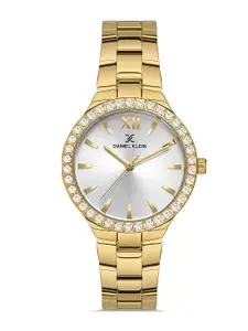Daniel Klein Premium Women Silver Dial & Gold-Toned Strap Analogue Watch DK.1.13205-3
