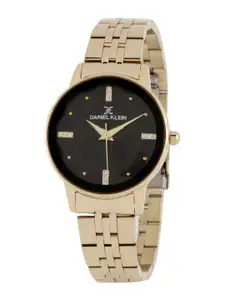 Daniel Klein Women Black & Gold-Toned Bracelet Style Analogue Watch DK.1.12795-6