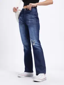 glitchez Women Washed Distressed Bootcut Jeans