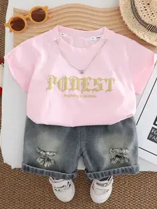 StyleCast x Revolte Boys Typography Printed T-shirt With Capris