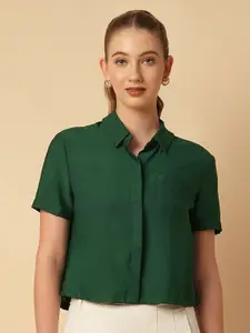 Chemistry Spread Collar Short Sleeves Boxy Casual Shirt