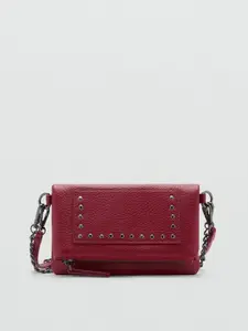 MANGO Women Studded Envelope-Style Wallet with Shoulder & Sling Straps