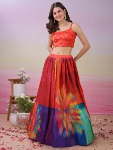 SAPTRANGI Printed Beads And Stones Ready To Wear Lehenga With Blouse