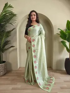 Anouk Embroidered Tussar Saree