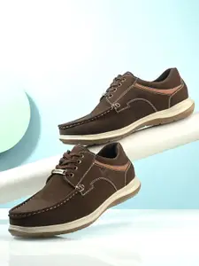 Vellinto Men Solid Round To Lace Ups Boat Shoes