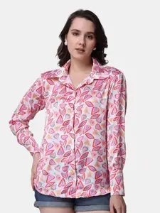 Popwings Relaxed Floral Printed Satin Casual Shirt