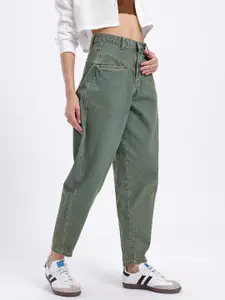 glitchez Women Washed Barrel Fit Jeans