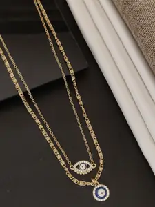 ABDESIGNS Gold-Plated Artificial Stones Studded Layered Necklace