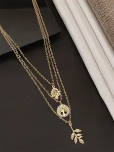 ABDESIGNS Gold-Plated Artificial Stones Studded Layered Necklace