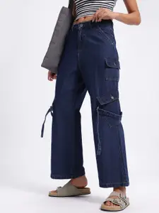 glitchez Women Cargo Style Wide Leg Jeans