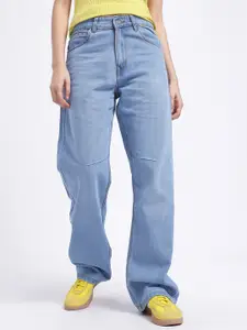 glitchez Women Light Fade Baggy Fit Jeans