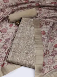 Meena Bazaar Embroidered Art Silk Unstitched Dress Material