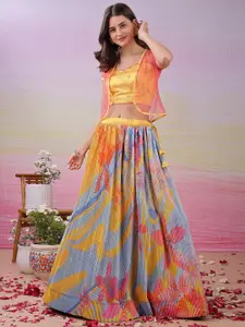 SAPTRANGI Printed Beads And Stones Ready To Wear Lehenga With Blouse