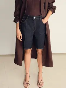 MANGO Women High-Rise Pure Cotton Regular Fit Bermuda Shorts