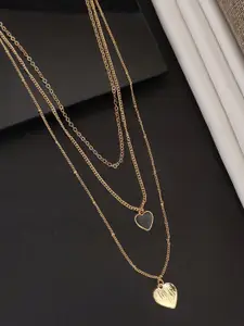 ABDESIGNS Gold-Plated Artificial Stones Studded Layered Necklace