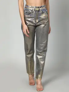 Fashion Gaiia Women Regular Fit Mid-Rise Slash Knee Printed Jeans