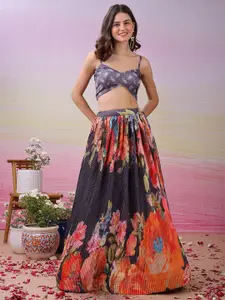 SAPTRANGI Printed Beads And Stones Ready To Wear Lehenga With Blouse