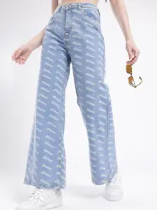 glitchez Women Printed Wide Leg Jeans
